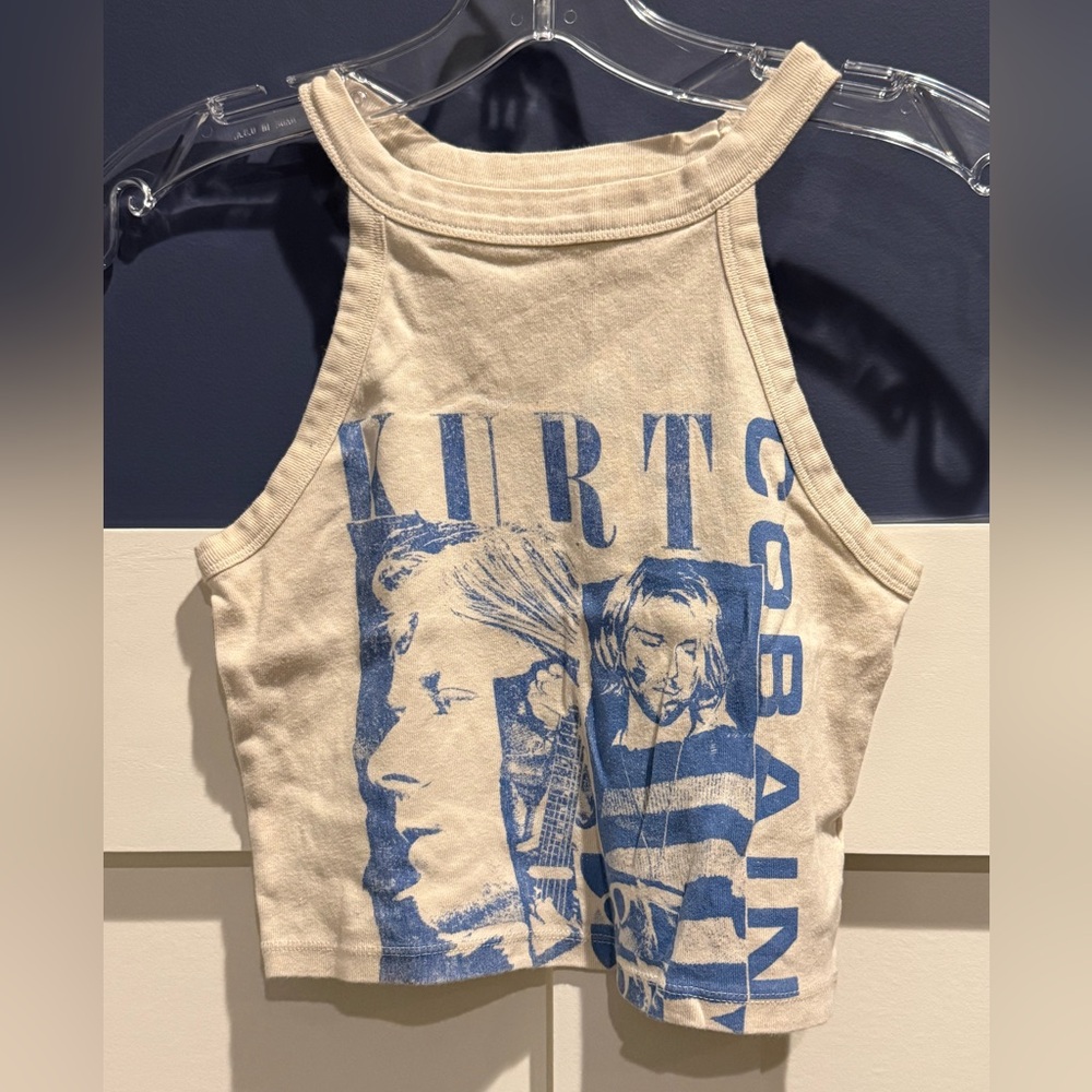American Eagle Outfitters Beige Tank NIRVANA Kurt Cobain size M Never worn - Picture 3 of 7